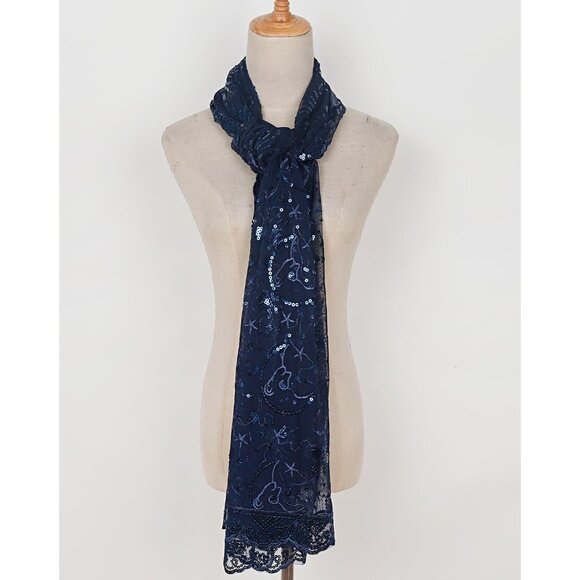 WOMEN'S 1920s Sequined Shawl Wraps - navyblue - Picture 4 of 8